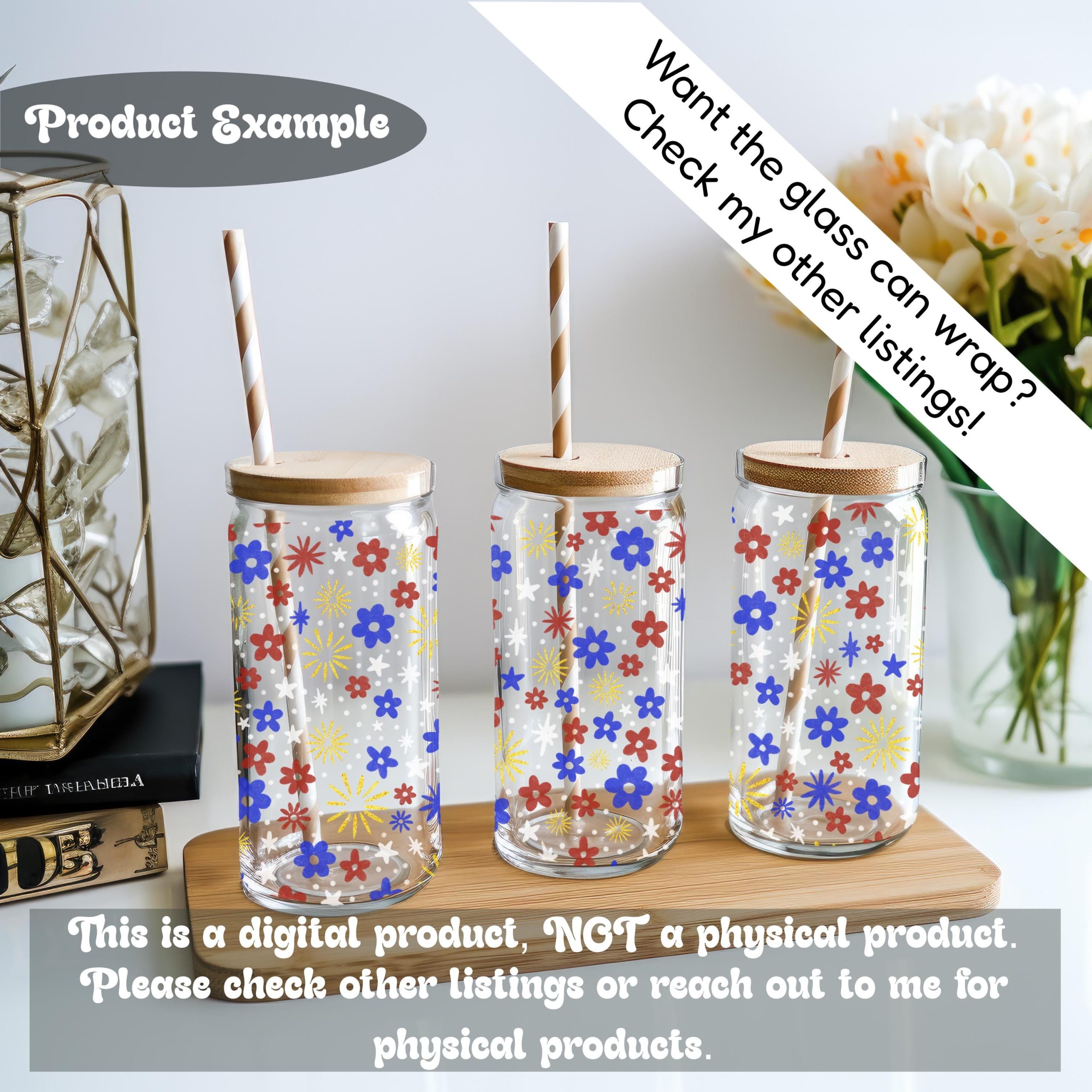 Patriotic Floral Burst Ditsy Floral Seamless Pattern Drawn Digital Paper Vinyl Fabric Surface Design PNG Sublimation July 4th Independence - Image 9